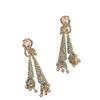 Brincos Étnicos de Seda Colorida com Diamantes Completos e Design Único, Brincos de Pino Longos de Coração de Alto Nível com Artesanato Sofisticado e Elaborado