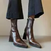 Versión de piel de oveja~Botines ajustados de cuero suave con punta fina, de tacón alto, acortadores para mujer, cremallera lateral, cuero genuino, botines elegantes para invierno