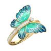Nuevo anillo de mariposa con personalidad creativa, material de cobre, moda europea y americana, color esmalte, insecto, anillo de personalidad de moda femenina.