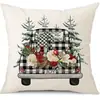 Juego de Fundas de Almohada Transfronterizas para Navidad Europea y Americana, Funda para Cojín de Sofá de Sala de Estar, Funda para Almohada de Cintura con Reno Papá Noel Árbol, Suministro de Fábrica