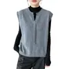 Chaleco de punto 100% lana pura para mujer, moderno y elegante, nuevo modelo primavera y otoño 2026, suéter chaleco de cuello redondo para exteriores