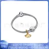 Pulsera Pandora S925 Cobre Blanco Plateado Nuevo Rosa Amor Versátil Hojas Lujo Ligero Pulsera de Baño Pulsera