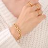 Estilo Europeu e Americano Ins Moda Hip-Hop Elemento Geométrico Empilhado Simples Corrente Nua Aço Titânio Banhado Ouro 18K Conjunto Pulseira Colar