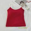 Cor sólida sling tricotado curto slim-fit emagrecimento sem mangas colete interno verão sexy hot girl exterior vestir parte superior