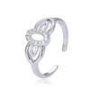 Anillo abierto con lazo de diamantes y diseño de nicho de lujo ligero, personalidad de moda femenina, anillo ajustable que combina con todo.