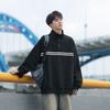 Suéter de manga larga con cuello vertical para hombre, novedad de otoño de 2024, holgado, a la moda, con rayas horizontales, estilo Hong Kong.