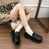 Zapatos de Cuero de Suela Gruesa, Zapatos Individuales de Boca Baja para Mujer, Nuevos Zapatos Versátiles de Plataforma sin Cordones Mary Jane Mocasines, Primavera 2026