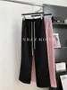 Otoño e Invierno 2024/Acolchado de Forro Polar Engrosado Cálido Cintura Alta Recto Pierna Ancha Pequeña Pantalones Deportivos Casuales Simples de Cintura Alta para Mujer