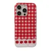 Capa Magnética Vermelha Xadrez Urso Biscoito Cereja Ins para iPhone 17Promax Adequada para 16Pro15