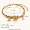 Joias de Aço Inoxidável, Novos Acessórios de Mão Populares de Nicho Estilo Europeu e Americano com Tema de Frutas, Banhado a Ouro 18K com Diamantes, Pulseira de Alto Padrão com Gotejamento de Óleo