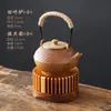 Tetera de Gres con Forma de Calabaza y Asa, Base Calentador de Velas de una Sola Pieza para Estufa de Té para Uso Doméstico, Estufa Pequeña para Preparar Té