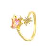 Anillo abierto de amor rosa ins europeo y americano, anillo de dedo índice de estrella de ocho puntas con circonita microincrustada, temperamento moderno, regalo para novias
