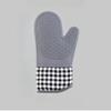 Luvas de Forno de Silicone para Cozinha Microondas Resistentes ao Calor Anti-Escaldamento Isolamento Térmico Xadrez Forradas Dois Dedos Antiderrapantes Espessas