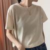 Camiseta Asimétrica Chic Estilo Coreano para Mujer Verano Nueva Holgada de Manga Corta Top Corto Fresco Pequeño Moda para Mujer