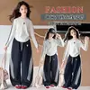 Sudadera para niña 2026 primavera y otoño nuevo estilo deportivo casual versátil top de manga larga y conjunto de pantalones casuales rectos de pierna ancha