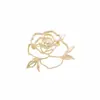 Broche Rosa Vazado para Mulheres, Design de Luxo Leve de Nicho, Alfinete de Metal, Corsage de Rosa Exquisito, Acessório de Roupa