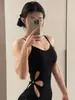 Traje de baño calado floral para mujer 2026 Nuevo traje de baño de una pieza tipo triángulo para entrenamiento en piscina y competición en color liso