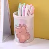 Porta-canetas redondo, dobrável, com tema de desenho animado, um organizador de papelaria fofo e estiloso para estudantes e uso no escritório, perfeito para organização de mesa.