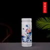 Taza Recta de Cerámica Jingdezhen Azul y Blanco Termo de Viaje Práctico Taza de Regalo Empresarial logo Venta Directa de Fábrica