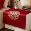 Funda para mesita de noche, Tela a prueba de polvo para bodas, Mantel rojo festivo, Decoración de habitación de bodas, Arreglo de guirnaldas, Artículos para bodas