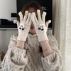 Guantes de lana tejidos con dibujos animados súper lindos de estilo coreano para mujer, otoño e invierno, resistentes al frío, cálidos, combinables con todo, para estudiantes con pantalla táctil.