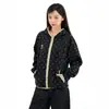 Sudadera con capucha de color block de lunares de alta gama para hombre y mujer, estilo relajado, moda de otoño, chaqueta deportiva casual para pareja