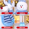 Nova Boneca de Natal em Pé Retrátil Velho de Listras Natalinas Boneco de Neve Boneca de Pernas Longas Decoração de Janela de Hotel