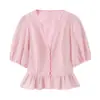 Camisa Feminina de Xadrez Pequeno Slim Fit com Ajuste na Cintura Nova Primavera 2026 AliExpress Transfronteiriço 5029153