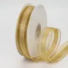 Cinta de Malla Dexin al por Mayor con Borde Dorado de 2.5 CM para Accesorios del Cabello, Materiales de Bricolaje, Empaque de Ramo, Tul Decorativo