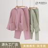 Pijama de invierno para mujer, se puede salir, traje de pijama acolchado de tres capas, crepé de algodón, fuente de fabricantes de ropa para el hogar de Nantong