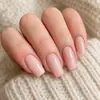 Novas pontas de unha glitter rosa nude estilo europeu e americano, delicadas, simples, elegantes, comprimento médio, formato bailarina, atacado