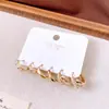 Pendientes Redondos de Circonita Chapados en Oro Real de 14K, Juego de Seis Piezas, Pendientes de Moda y Versátiles, Estilo Lujo Ligero, Accesorios para Orejas Simples y Elegantes
