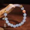 Pulseira Meia Pulseira de Pérola de Água Doce Cavalo Pó de Cristal Contas Pulseira Feminina Fresca Doce Pulseira de Calcedônia Azul Joias Atacado