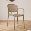 Silla de plástico de mimbre, silla de exterior estilo nórdico, silla de comedor de moda para uso doméstico, apilable, silla para mesa de mahjong con respaldo