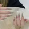 Unhas Manuais Vestíveis Populares do Xiaohongshu em Estilo Dopamina, Unhas Doces Francesas Meninas Que Deixam Sua Pele Mais Clara