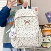 Mochila Dulce Versátil Estilo Coreano Ins con Gran Capacidad, Lazo de Pana, Bolso Escolar Ligero para Estudiantes Mujeres