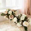 Guirlanda de Velas Simulada com 3 Rosas e Pequenas Flores Silvestres para Decoração de Casa no Dia dos Namorados e Mesa de Halloween