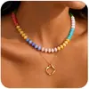 Collar con colgante de letra de 14 quilates para mujer, joya de piedras preciosas de colores, joyería de playa de verano, gran oferta en Amazon