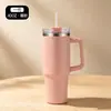 Copo de Carro Estilo Americano 40oz, Copo de Gelo para Manter Frio ao Ar Livre, Copo Simples com Canudo, Copo Térmico Portátil de Aço Inoxidável 304