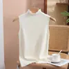 Chaleco Base con Cuello de Encaje para Mujer, Cuello Francés Medio Alto, Tejido sin Mangas, Camisa Base para Debajo de Traje