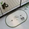 Novo tapete de chão semicircular com padrão floral e de pássaros estilo chinês para hall de entrada, antiderrapante, absorvente de água, fácil de limpar, resistente à sujeira, personalizável