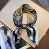Bufanda de seda estampada vintage con diseño de anacardo, elegante y combinable, pequeña y cuadrada, para mujer, decorativa, para atar el pelo, para bolso, chal de seda