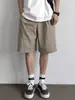 Bermuda de Trabalho Khaki Estilo Retrô Japonês para Homens, Novo Estilo Verão 2026, Solta Casual Versátil Cintura Elástica Calça de Cinco Pontos