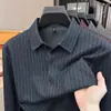 Camisa de cuadros de cachemira para hombre, de manga larga, otoño, estilo casual de negocios, con cuello, para mediana edad, corte recto, top sin arrugas