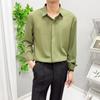 Camisa negra de manga larga para hombre, estilo Hong Kong, estilo japonés, para primavera y otoño, camisa informal de negocios de color sólido de alta calidad.