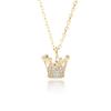 Joyería de Oro Australia Europeo y Americano Nuevo Plata 925 Corona Pequeña Llena de Zircón Colgante para Mujer Joyería Hip Hop Collar