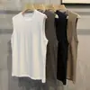 Camiseta de baixo um pouco solta top sem mangas nicho simples algodão puro colete de basquete camiseta meninos bonito combina com tudo base