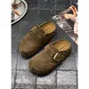 Mules Cerrados Estilo Birkenstock Tallados Vintage Otoño 2026 para Mujer, Zapatos Nuevos Slip-On para Mujer, Pantuflas Perezosas de Suela Gruesa
