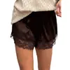 Pantalones de Satén Empalmados Anti-Exposición de Nuevo Estilo para Mujer Que Se Pueden Usar Afuera Talla Grande de Seda de Hielo Verano Delgados Encaje Pantalones Cortos Base
