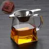 Juego de Té Kung Fu Resistente al Calor Vidrio de Alta Temperatura Taza de Presentación con Colador de Té Filtro Divisor de Té Taza de Presentación de Vidrio Espeso Grande y Pequeño
